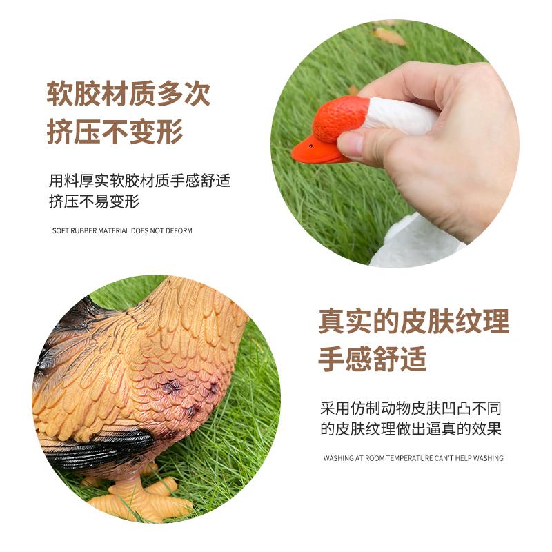 大号仿真家禽大公鸡软胶鸡鸭鹅农场牧场动物玩偶儿童认知模型摆件 - 图0