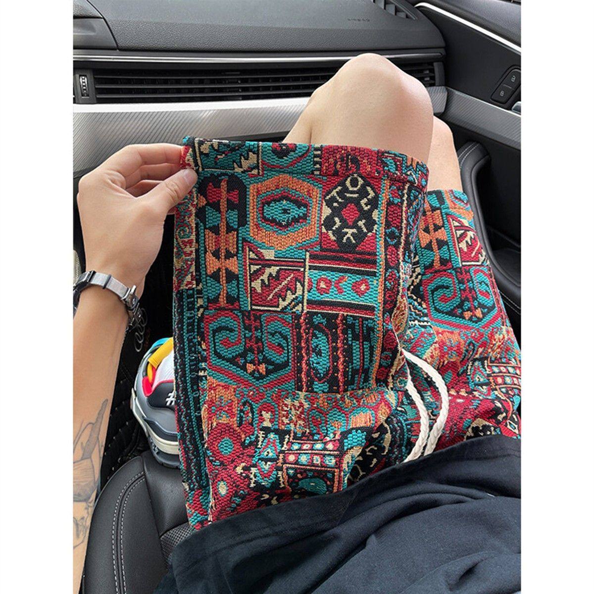 民族风提花短裤男夏季新中式穿搭国潮高级感中裤潮牌外穿五分裤子,淘宝优惠券,粉丝福利购,淘宝优惠卷