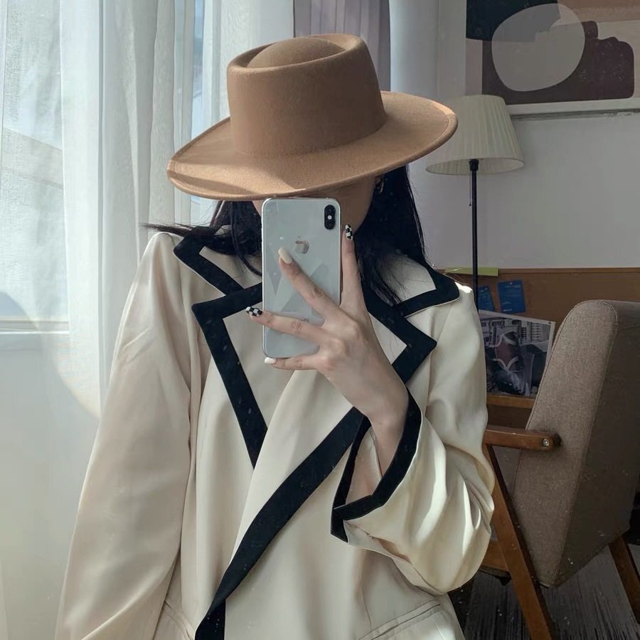 人手一顶！宝藏万年百搭复古法式平顶爵士帽礼帽女秋冬毛呢帽子潮,淘宝优惠券,粉丝福利购,淘宝优惠卷