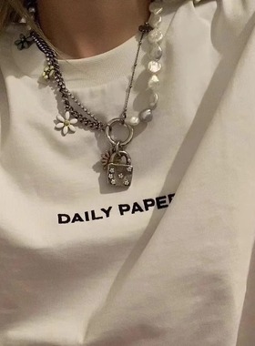 千禧风花朵珍珠项链女多层叠戴