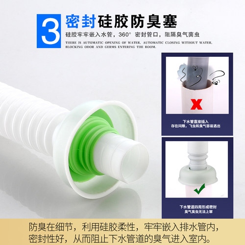面盆伸缩防臭下水管洗手脸池台盆加长排水软管去水防虫密封塞配件 - 图2