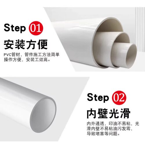 pvc管排水管圆管短管下水管道连接管子管材加长配件50/75/110 160 - 图2