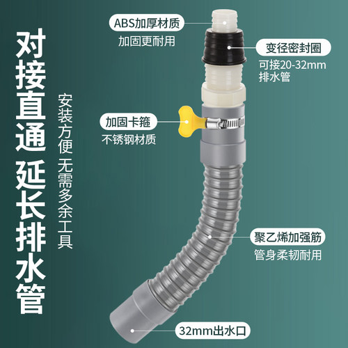 洗衣机排水三通接头Y型双用下水管三头通延长软管地漏接头排水管 - 图1