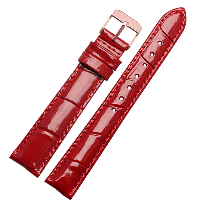 老皮匠亮光真皮手表带女天梭罗西尼 老皮匠手表配件