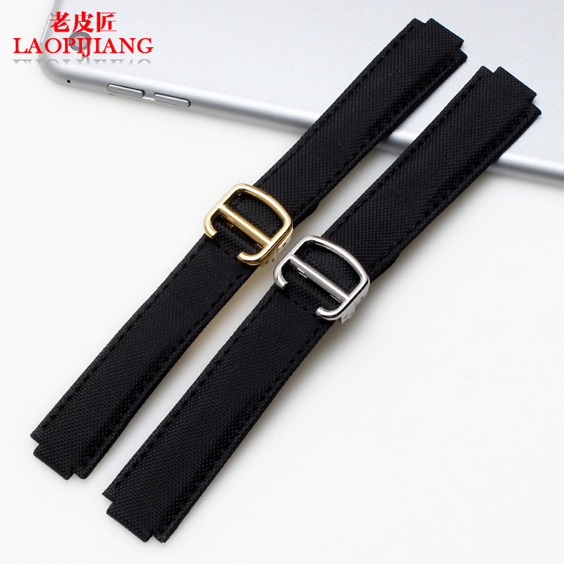 尼龙防水底皮适配卡地亚帆布表带 老皮匠手表配件