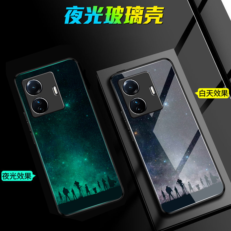 vivoS15e夜光玻璃手机壳vivo S15e保护套防摔全包软超薄情侣魔方形直边潮网红男液态硅胶女创意初心不变定制