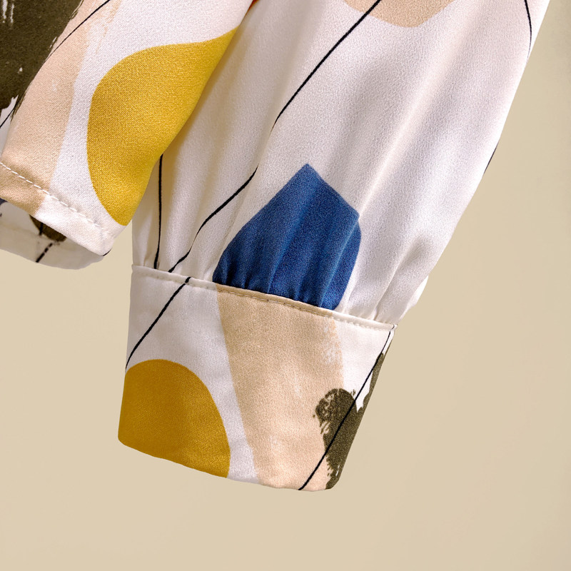 复古港风雪纺秋季2020新款韩版衬衫 古迪鲨衬衫