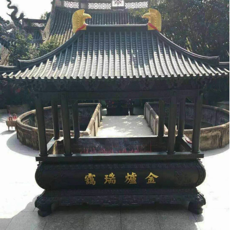 室外铸铜铁烧纸炉长方形寺庙宗祠道观仿古唐氏露天八龙柱大香炉 - 图1