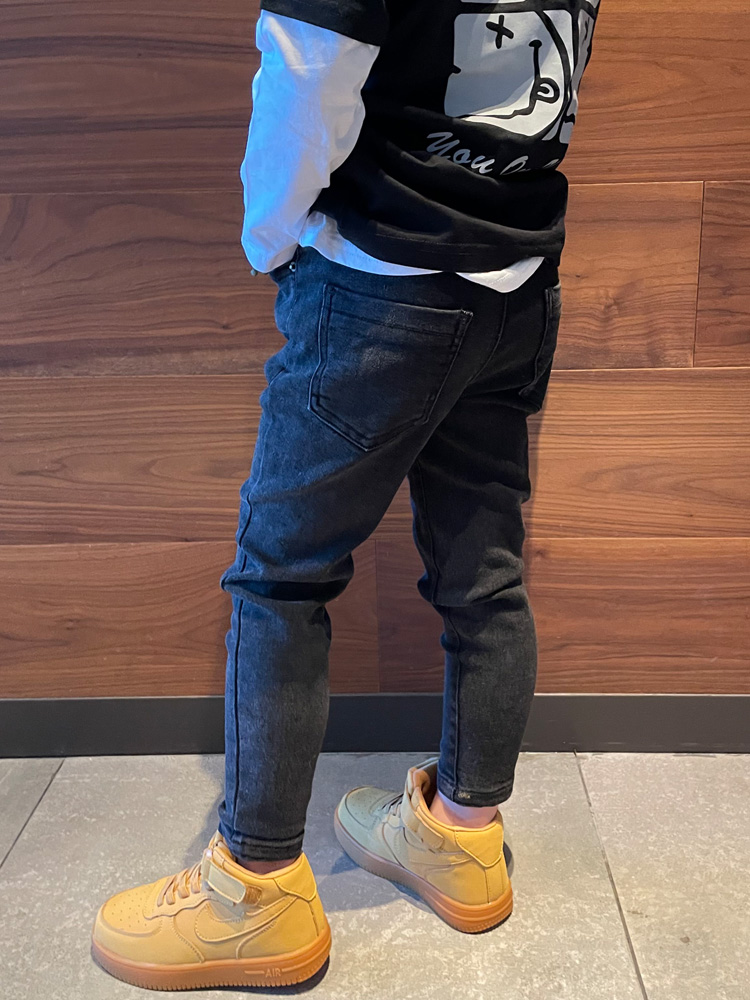 童装男童加绒瘦版牛仔小脚修身裤子2025秋冬潮宝宝小中大儿童长裤 - 图0