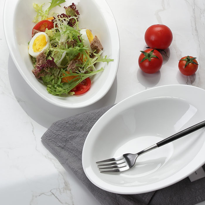 【高颜值鸭舌碗】纯白异形陶瓷餐具创意家用菜碗水果沙拉碗甜品碗