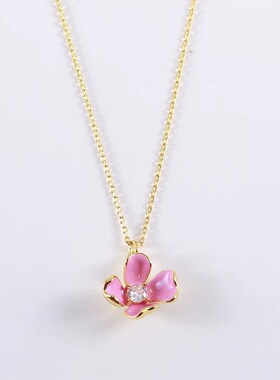 高品质出口欧美轻奢时尚首饰粉色花朵耳钉/项链女