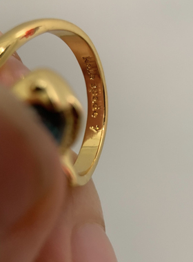 出口欧美铜镀金高品质原单蓝色小鱼开口戒指女指环