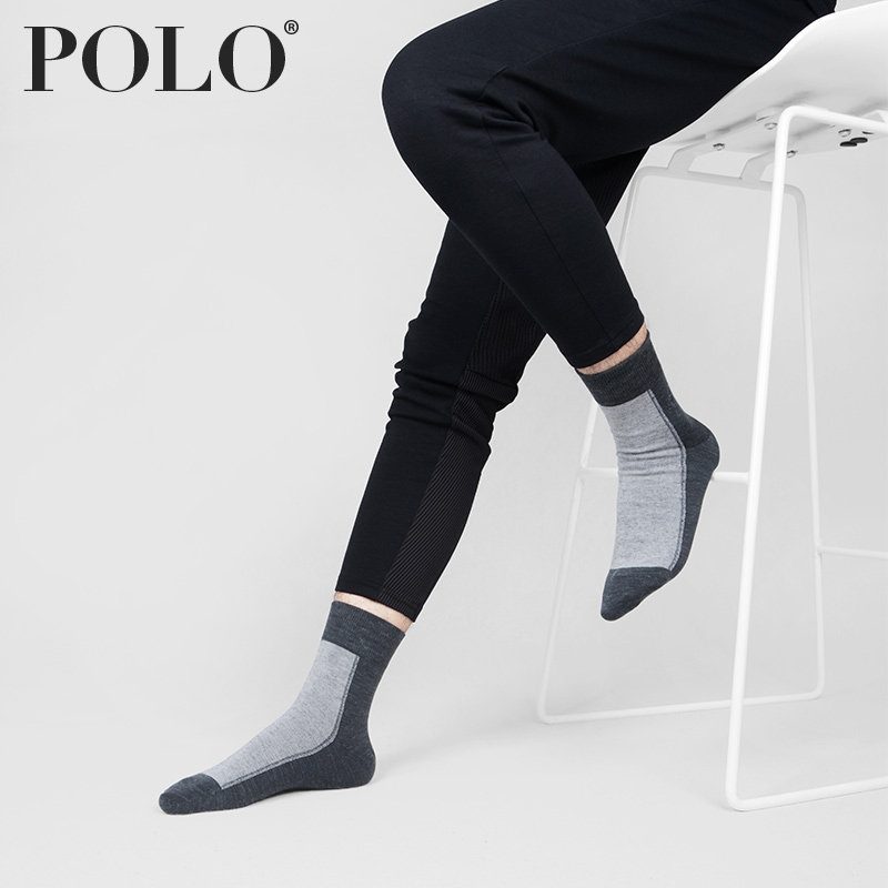 polo潮牌男冬季中筒羊毛纯色商务袜 polo品棉短袜/打底袜/丝袜/美腿袜