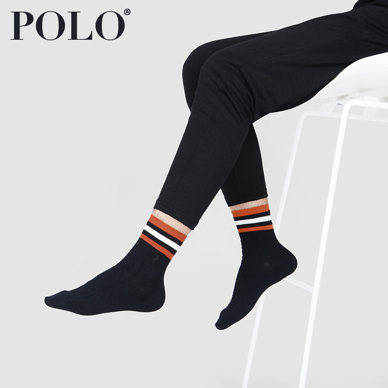 polo男春季中筒中厚针织潮男袜子 polo品棉短袜/打底袜/丝袜/美腿袜