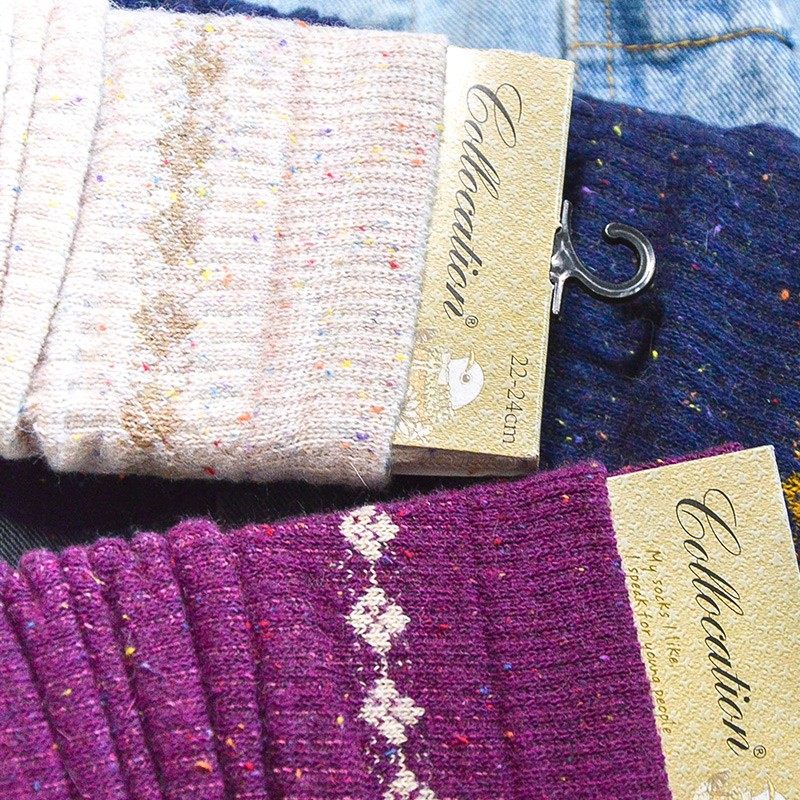 日本原单外贸秋冬女士中长筒堆堆女袜彩棉线针织冬季厚袜子纯色,淘宝优惠券,粉丝福利购,淘宝优惠卷