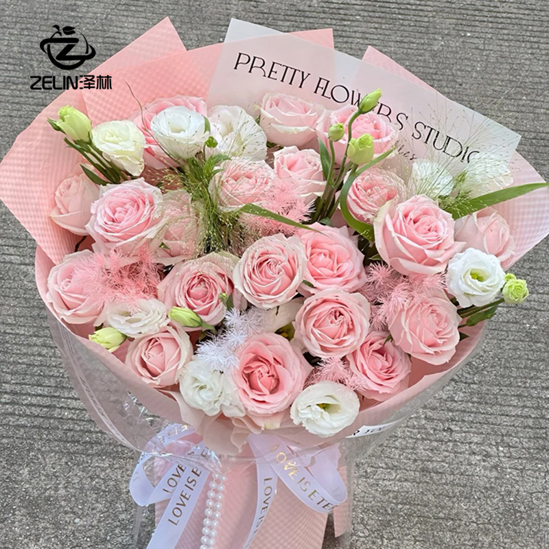 泽林鲜花包装材料韩风初恋纯色纸马卡龙色欧雅纸防水花束包装纸 - 图1