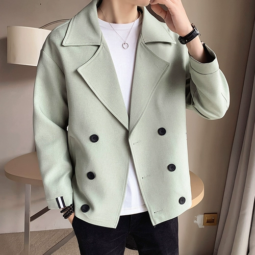 Осенний трендовый плащ, универсальная короткая мужская куртка для отдыха в английском стиле, коллекция 2022