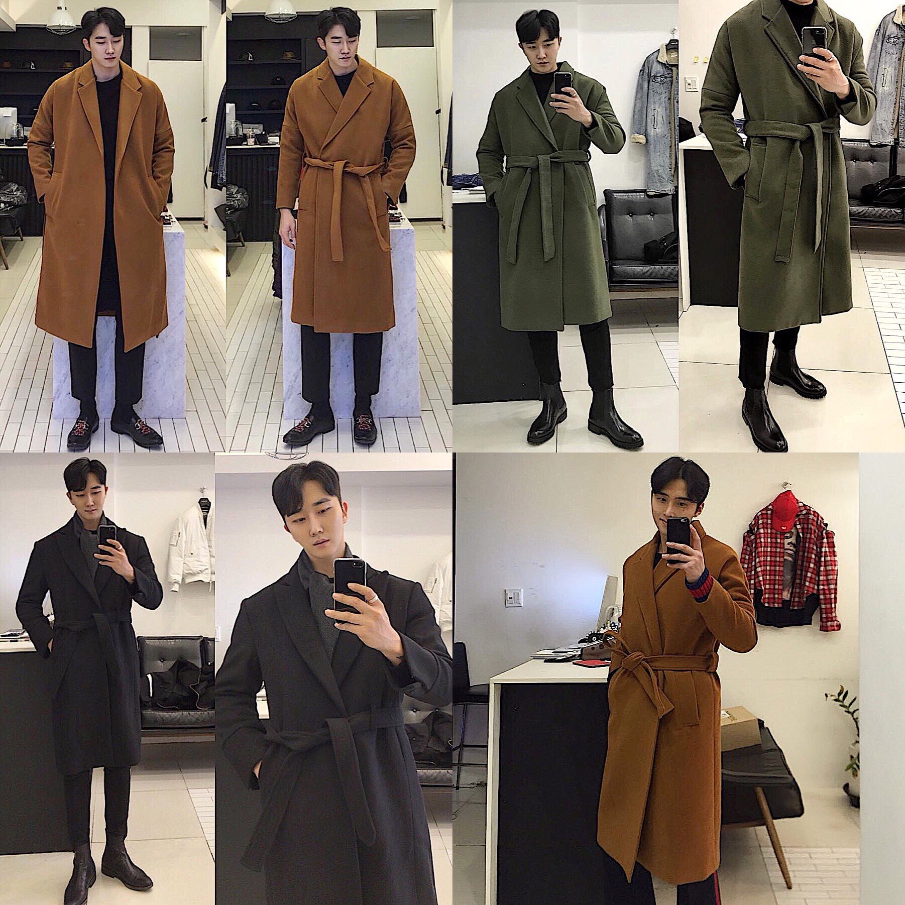 F4man韩国大牌风纯黑色过膝长款系带大翻领宽松风衣男呢大衣外套,淘宝优惠券,粉丝福利购,淘宝优惠卷