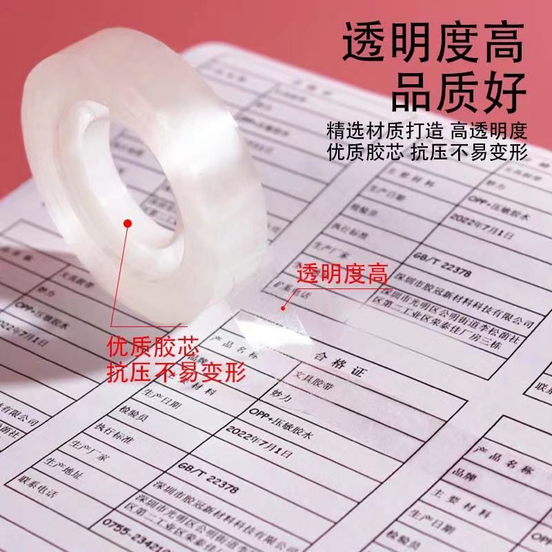 透明文具胶带宽0.7/1.2CM/1.5/2CM小胶带高透学生手撕易撕断胶带 - 图1