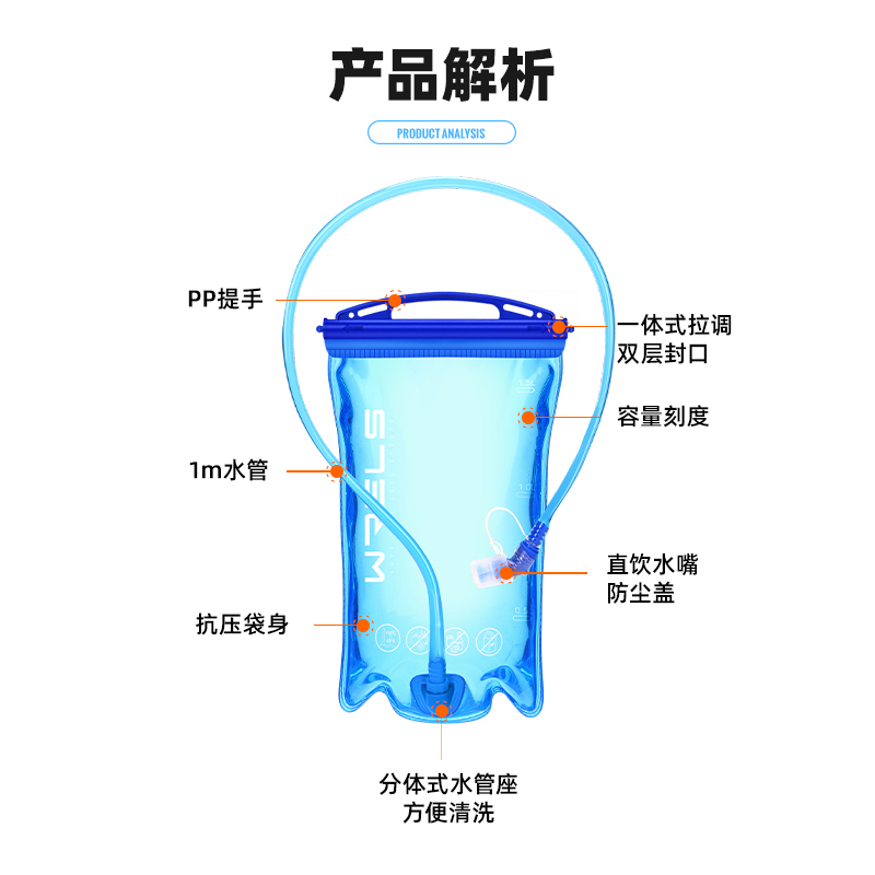 户外水袋便携徒步登山饮水袋运动储水大容量越野骑行软体背包水囊