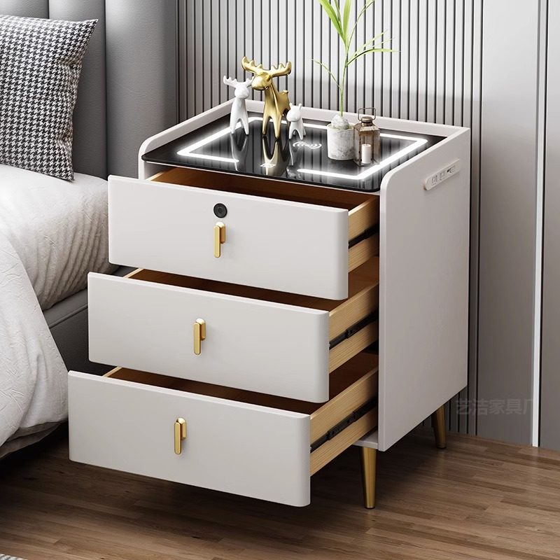 智能床头柜现代简约无线充电极简易实木网轻奢红多功能主卧室家用,淘宝优惠券,粉丝福利购,淘宝优惠卷