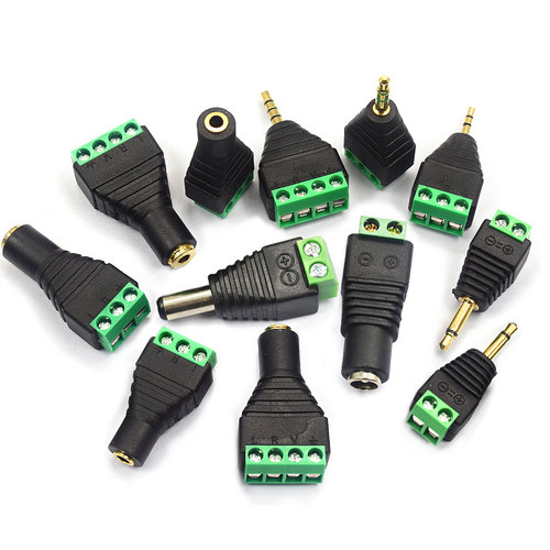DC 5.5*2.5MM 3.5MM转接头公头母头监控免焊接插头电源转端子耳机 - 图0