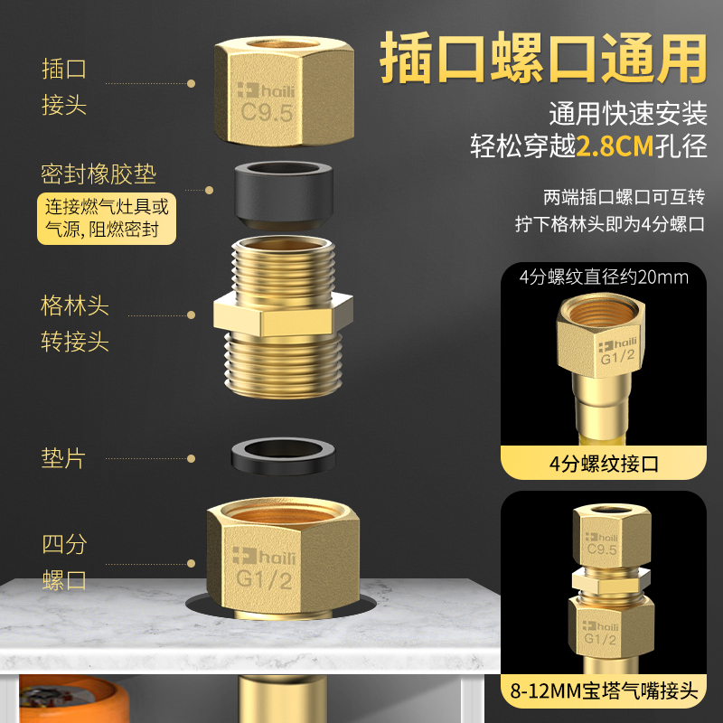 不锈钢波纹燃气管煤气天然气热水器管道专用软管子防爆燃气连接管 - 图1