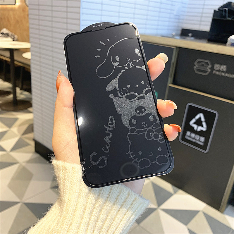 卡通kitty适用iPhone15/16/17Promax手机息影膜13pro钢化玻璃膜14Plus可爱玉桂狗12防偷窥保护膜11XR防摔XS - 图2