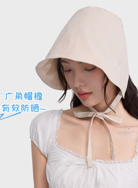 【倪妮同款】韩国zauo防晒水桶帽女显脸小系带渔夫帽简约遮阳盆帽