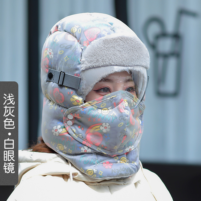 雷锋帽女款冬季可爱加绒棉帽子冬天骑车保暖加厚电动车防风防寒帽 - 图0