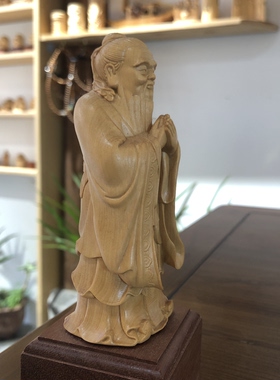 奇木手作·黄杨木孔子雕像雕塑工艺品摆件孔圣人像木雕客厅书桌摆