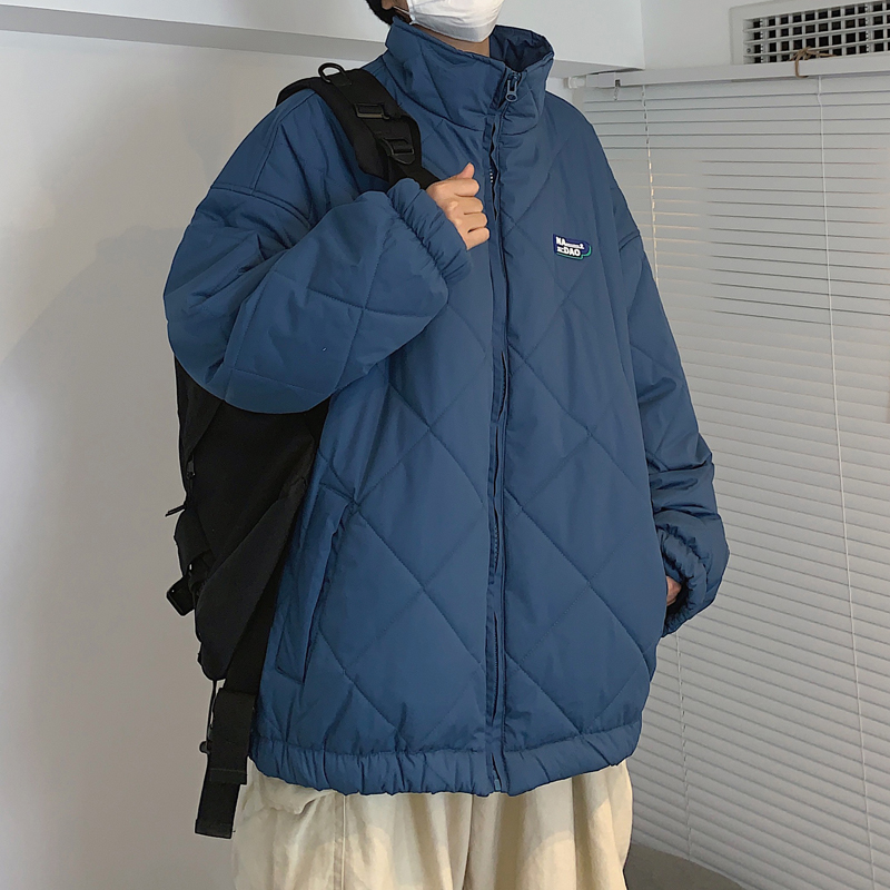 冬季新款美式复古菱格棉衣情侣日系潮流徽章立领保暖棉服外套 20 冬季新款美式复古菱格棉衣情侣日系潮流徽章立领保暖棉服外套 20