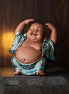 五佛弥勒茶宠摆件大肚弥勒佛