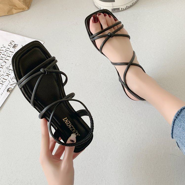 罗马凉鞋女平底仙女风2025夏新款孕妇软底学生交叉细带小众沙滩鞋,淘宝优惠券,粉丝福利购,淘宝优惠卷