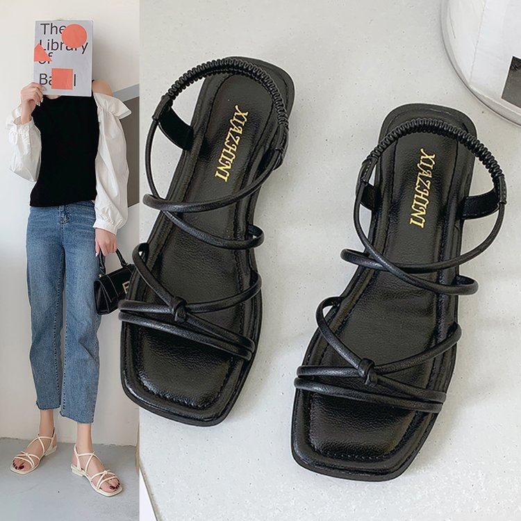 罗马凉鞋女平底仙女风2025夏新款孕妇软底学生交叉细带小众沙滩鞋,淘宝优惠券,粉丝福利购,淘宝优惠卷