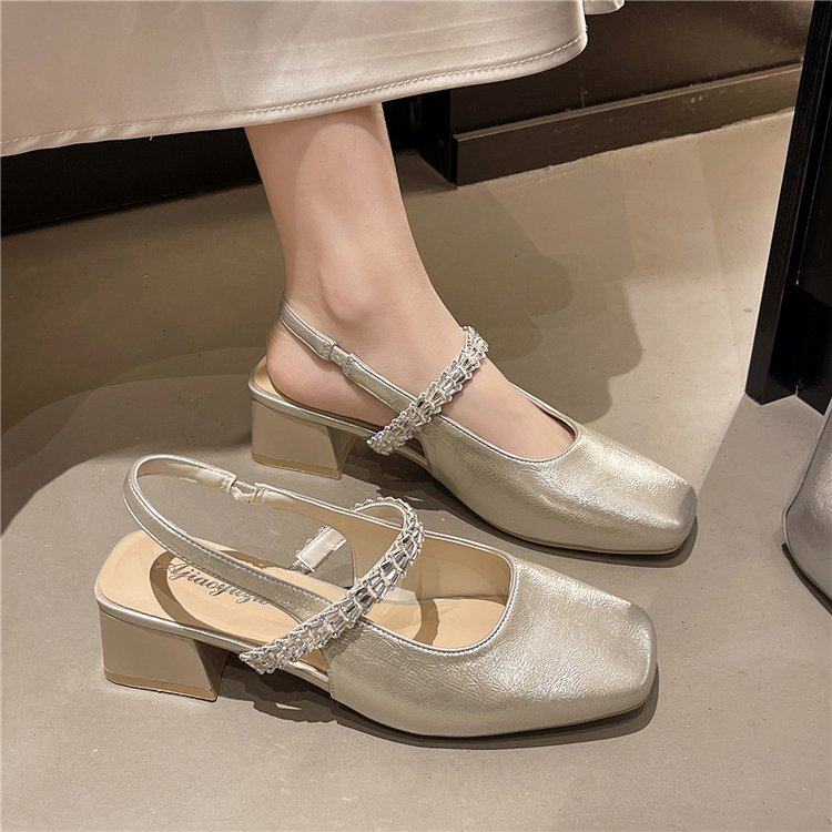 绝美方头粗跟包头凉鞋女夏外穿2025新款高级仙女高跟鞋配裙子单鞋,淘宝优惠券,粉丝福利购,淘宝优惠卷