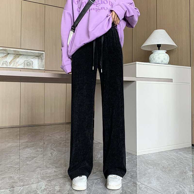 大码胖mm欧棉绒阔腿裤女秋冬加绒高腰宽松显瘦梨形身材直筒休闲裤,淘宝优惠券,粉丝福利购,淘宝优惠卷