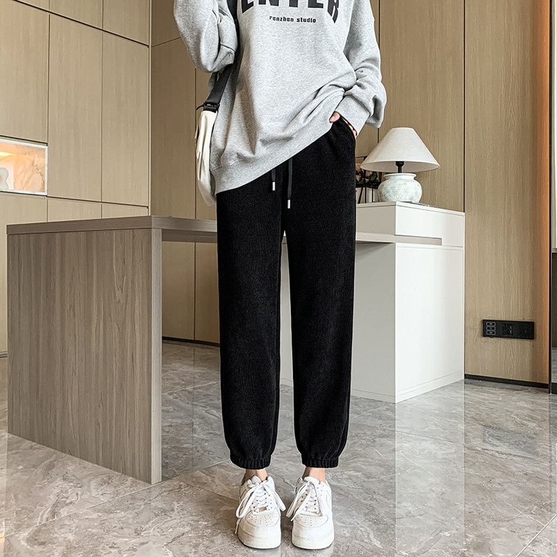 300斤胖mm超大码雪尼尔运动裤女秋冬加绒宽松显瘦束脚休闲卫裤子,淘宝优惠券,粉丝福利购,淘宝优惠卷