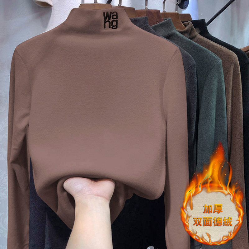 300斤胖mm大码德绒半高领打底衫女内搭秋冬加绒宽松加厚长袖上衣,淘宝优惠券,粉丝福利购,淘宝优惠卷