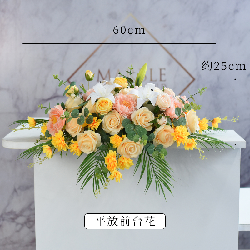 会议桌摆花发言台演讲台花仿真花公司前台摆件签约桌花迎宾签到花 - 图3