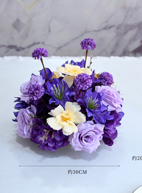 紫色仿真花桌花生日宴会装饰
