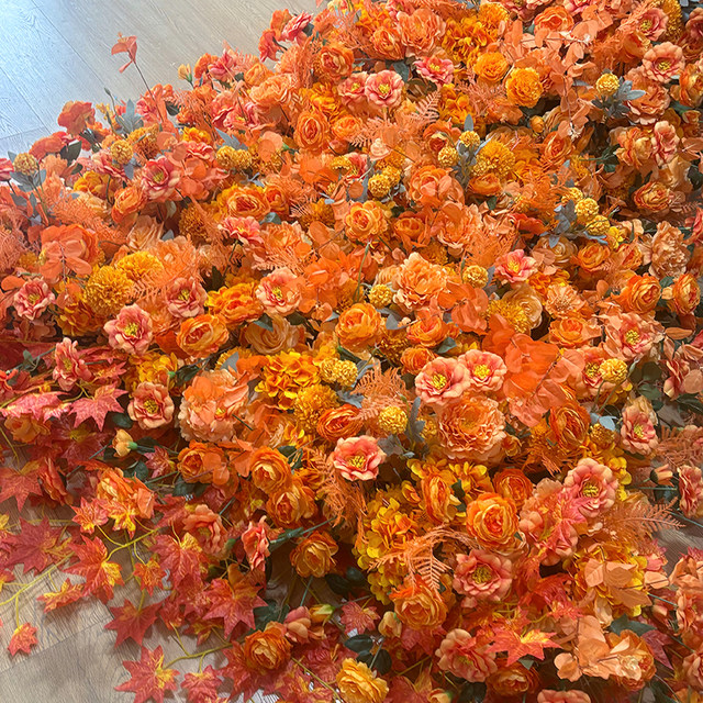Orange waterfall simulation flower wall opening decoration