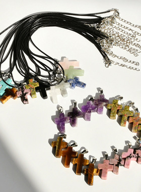 爆款皮绳项链石吊坠简约时尚百搭