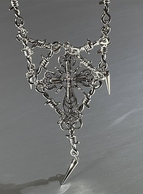 复古小众设计感荆棘十字架项链项