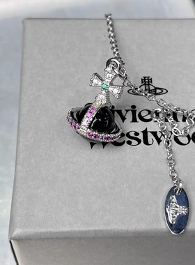 合金玻璃吊坠orb土星项链