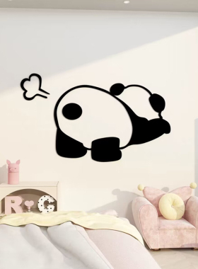 儿童房间布置墙面装饰熊猫主题生日卧室床头电视背景改造3d贴画纸
