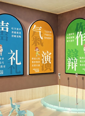 口才教室布置墙面装饰培训机构文化班小舞台主持人播音背景环创纸