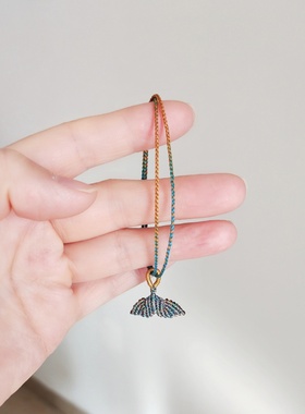 千里江山色细款手绳单圈可叠戴手工编织渐变四股辫可穿珠鱼尾配饰