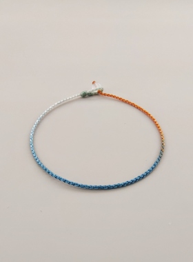 2024春意盎然青绿四股辫细手绳渐变色手工编织易戴不掉手链可定制