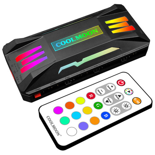 黑色P-ARGB控制器 4针PWM温控 5V3针同步 无线遥控机箱风扇集线器 - 图3